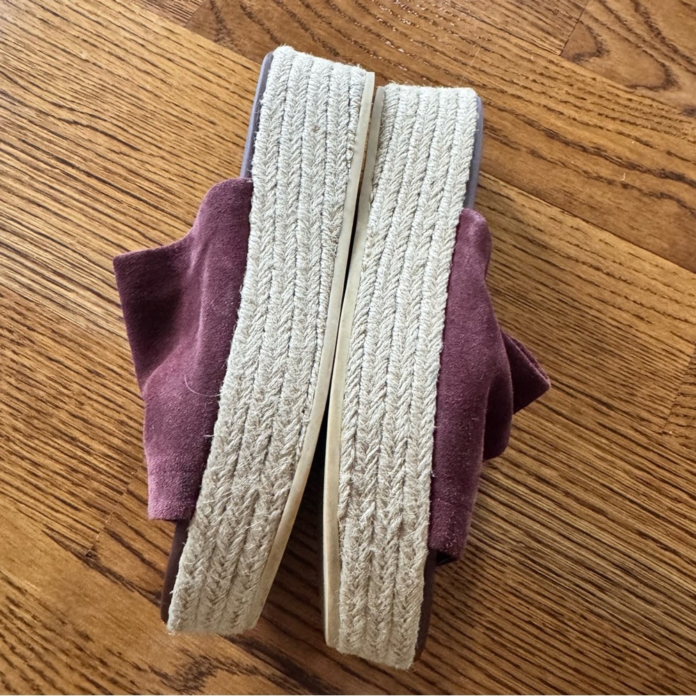 Vince Solana Suede Burgundy Slide-On Platform Espadrille Sandals | Size 6 - Picture 6 of 6